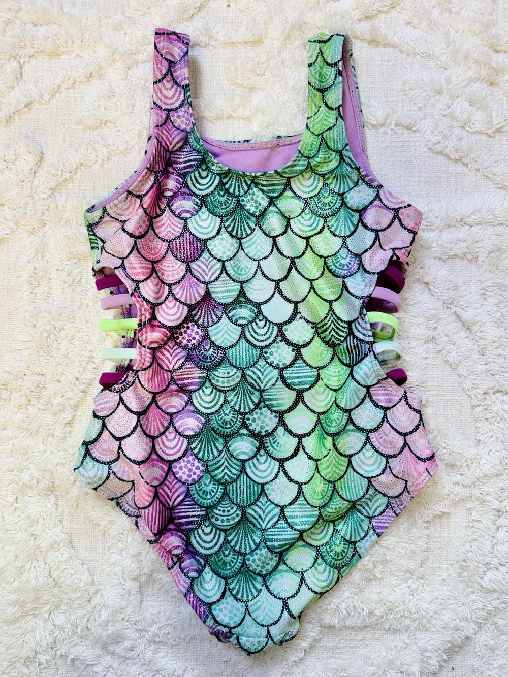 Wonder Nation Mermaid Scale One-Piece Swimsuit | Girls Size S (6-6X) | EUC